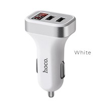HOCO - Z3  Car Charger Dual USB 3,1A Led Display White