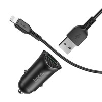 HOCO - Z39 Car Charger Dual Port QC3.0 18W Set Lightning Cable Black