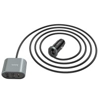 HOCO - Z35 Car Charger With Extender 3 USB and Type C 42W Black