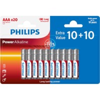 PHILIPS LR03 AAA, POWER ALKALINE BATTERY  Blister 20 τεμ