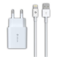 Devia - Smart Series EU Charger Suit 2.1A with Lightning Cable V2
 White (EU, 5V 2.1A,1USB)
