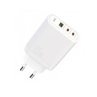 XO - CE04 Φορτιστής 65W 2 Θύρες Type C 1 Θύρα USB A Λευκός