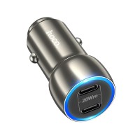 HOCO - Z48 car charger 2x Type C PD 40W metal gray