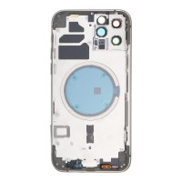 Apple iPhone 12 Pro - Back battery door cover middle frame housing with small parts Black OEM with Logo