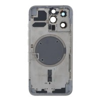 Apple iPhone 13 Pro - Back battery door cover middle frame housing with small parts White OEM with Logo