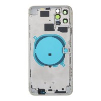 Apple iPhone 11 Pro Max - Back battery door cover middle frame housing with small parts White OEM with Logo
