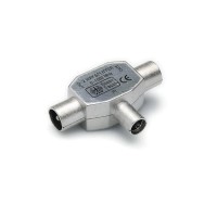 G&BL Antenna 2 way splitter, 1 x coax socket IEC 9,5mm - 2 x coax plugs IEC 9,5mm, Metal