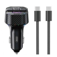 XO - Τransmitter FM BCC17 Bluetooth Mp3 car charger 30W black + cable USB-C to USB-C