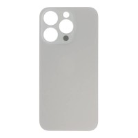 Apple iPhone 15 Pro - Battery Cover + Adhesive Large Hole Natural Titanium HQ OEM with Logo