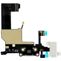 APPLE iPhone 5 -  Charging Flex Cable Connector  + microphone Audio Jack White Original
