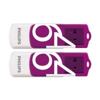 Philips - Vivid 64GB USB 2.0 Stick Μώβ 2 Τεμάχια