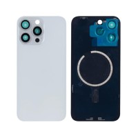 Apple iPhone 15 Pro Max - Back Glass Large Hole + Lens + Magsafe White Titanium OEM with Logo