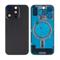 Apple iPhone 16 Pro - Back Glass Large Hole + Lens + Magsafe Black Titanium OEM with Logo